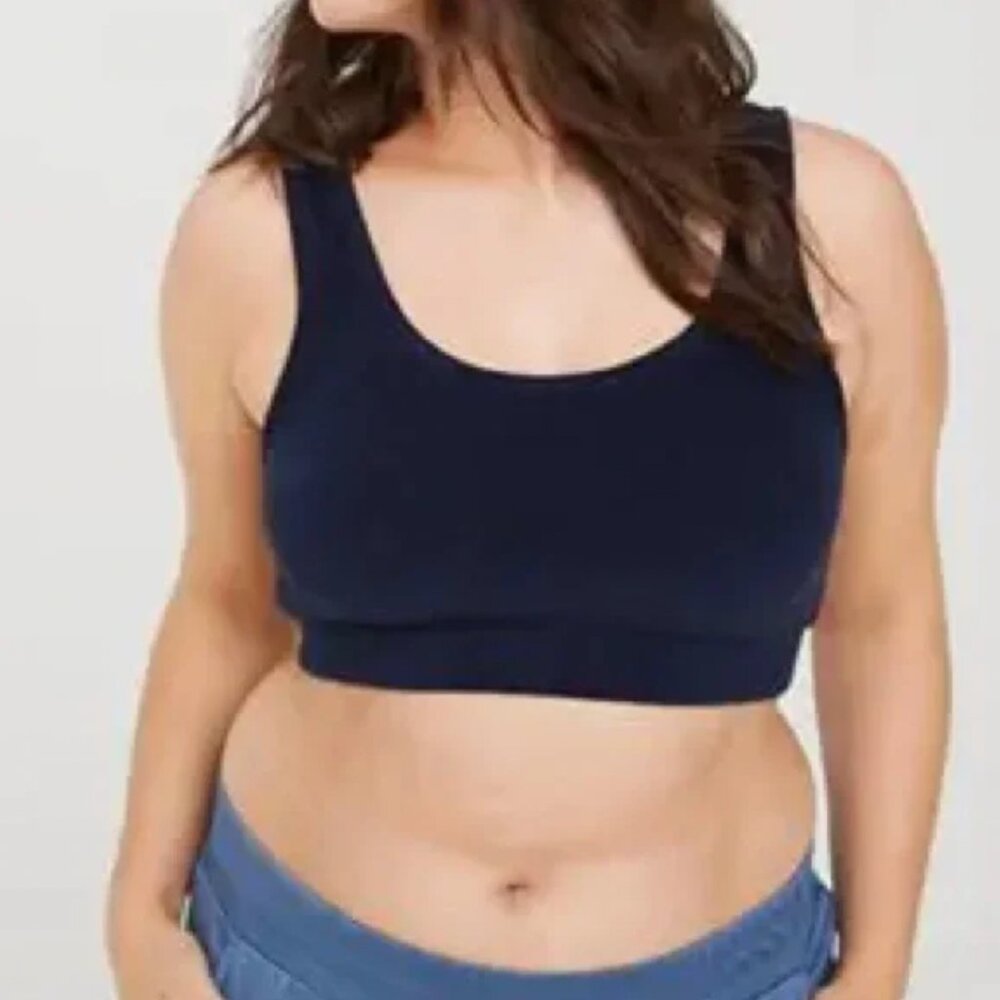 New Offline by Aerie L Navy Blue French Terry Summer Lights Cropped Tank‎ Top